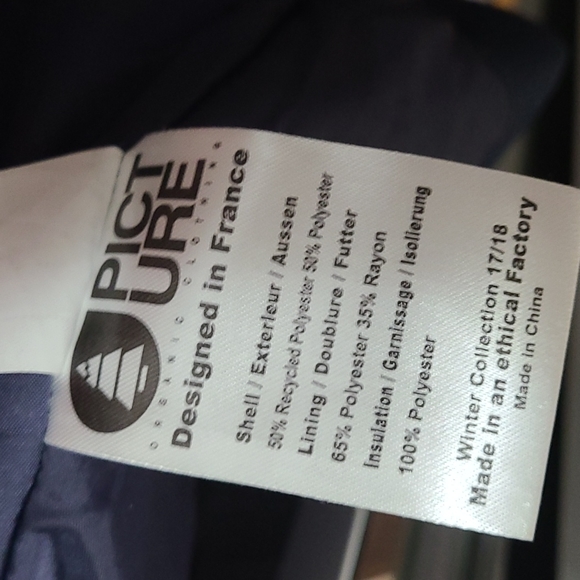 NWT Picture Organic Clothing Dark Blue Winter Coat - Picture 8 of 8